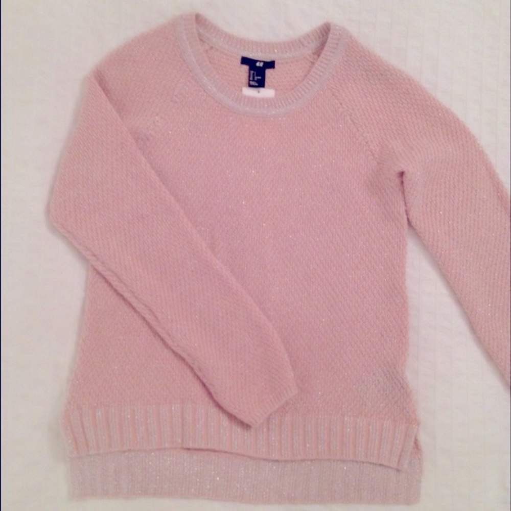 H&M pink and silver mohair/angora blend top